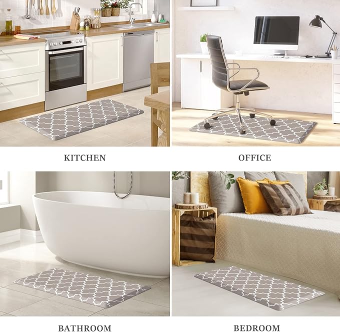 WISELIFE Kitchen Runner Rugs Anti-Fatigue mats,17.3"x 39",Non Slip Waterproof Ergonomic Comfort Mat for Kitchen, Floor Home, Office, Sink, Laundry,Khaki