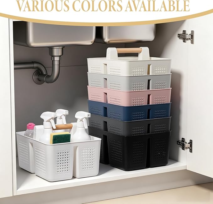 JiatuA Shower Caddy Basket Portable Caddy Organizer with Handle Cleaning Supplies Caddy Plastic Tool Storage for Bathroom Kitchen College Dorm Bedroom, Navy Blue