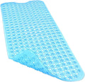 Bathtub and Shower Mats, 40x16 Inch Extra Large Non Slip Soft Bath Tub Mat with Suction Cups and Drain Holes for Bathroom Floor, Machine Washable, Clear Blue