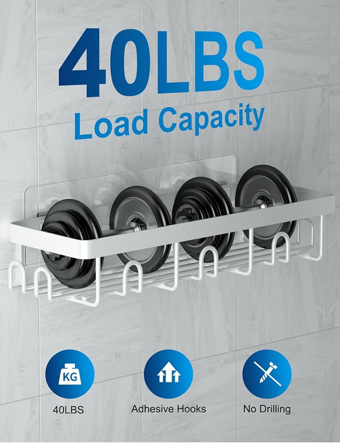 GVY Shower Caddy 5 Pack, Adhesive Shower Organizer Bathroom Shelves,Rustproof Bathroom Organizers and Storage for Home Decor, No Drilling Shower Shelves for Apartment Essentials