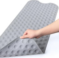 Bligli Bathtub Mat Non-Slip Without Suction Cups, 39x16inch Extra Long Bath Mats for Shower Bathroom, Machine Washable Natural Rubber Shower Tub Mat (39x16inch, Gray)