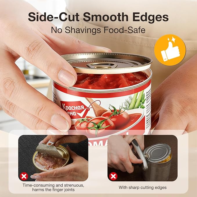 Electric Can Opener,Rechargeable One Touch Side Cut Opener for Seniors Fits Almost All Can Sizes,Smooth Edge, Handfree, Wall Mounted Small Size(White)