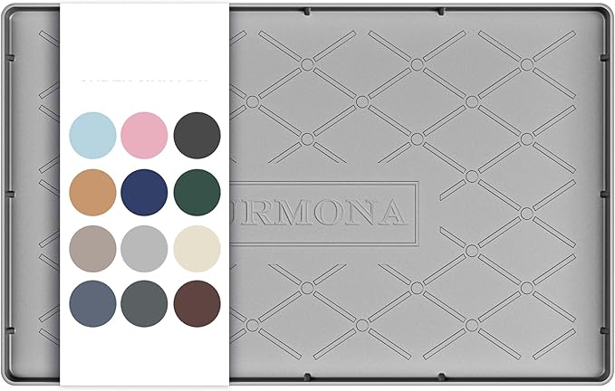URMONA 16" x 10" Waterproof Silicone Mat in Multiple Sizes & Colors, Under Sink Mat for Kitchen & Bathroom, Pet Food Pad for Dogs & Cats, Kitchen Cabinet Liner, Multi-Purpose for Storage(Light Grey)