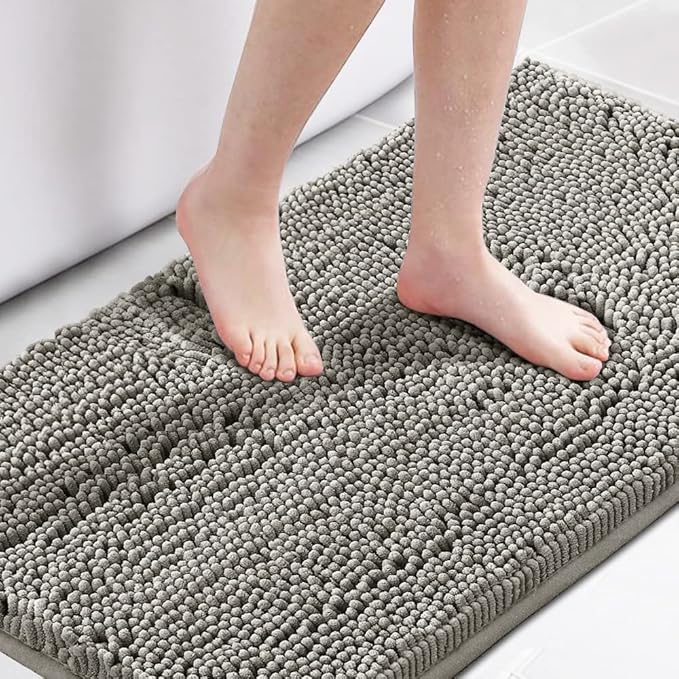 H.VERSAILTEX Microfiber Bath Rugs Chenille Floor Mat Ultra Soft Washable Bathroom Dry Fast Water Absorbent Bedroom Area Rugs, 24 x 42 - Inch, Dark Grey