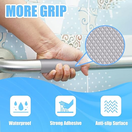 Yorwe Rubber Grip Tape, Ultra-Thin Strong Adhesive Anti-Slip Waterproof Heat Resistant Wear-Resistant Cushion Pad, Making Handles or Contact Surfaces Safer, with Grip and Comfort (Gray, 1In x 10Ft)
