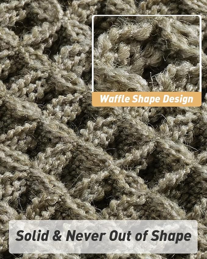Upgraded Waffle Bath Mat Set of 2, Super Absorbent Non Slip Bath Mats for Bathroom Floor, Washable Boho Bathroom Rugs Set 2 Piece with Tassels, Soft Bathroom Mat Set, 17" x 24" +18" x 30", Green