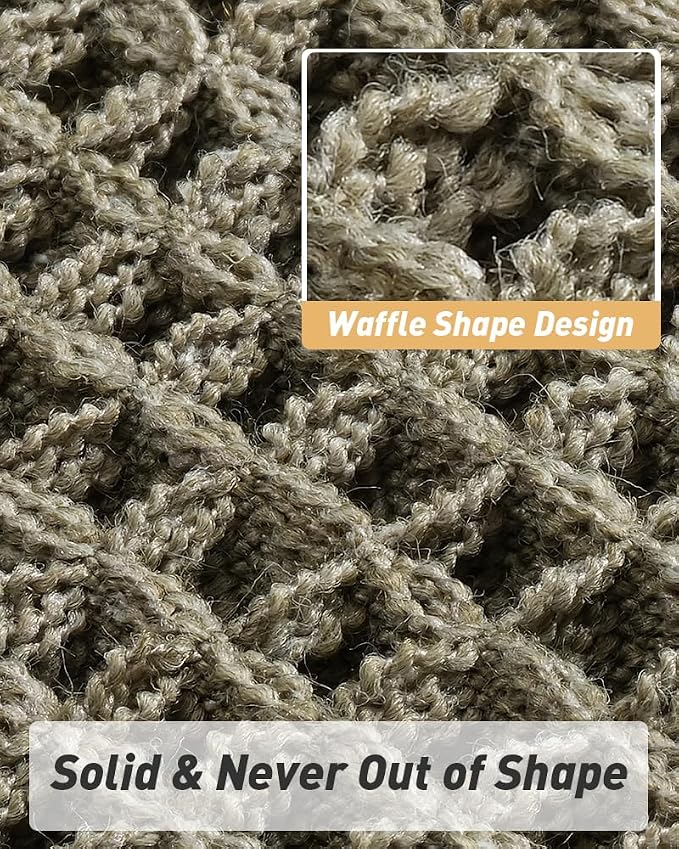 Upgraded Waffle Bath Mats Set of 2, Super Absorbent Non Slip Bath Mats for Bathroom Floor, Washable Boho Bathroom Rugs Set 2 Piece with Tassels, Soft Bathroom Mat Set, 17" x 24" (2 Pack), Green