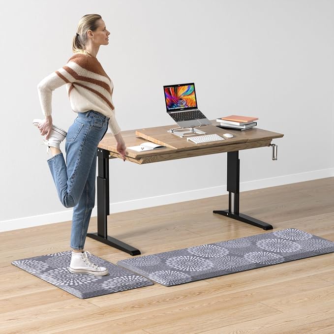 LuxStep Kitchen Mats for Floor,0.47 inch Thicker Cushioned Rug Anti-Fatigue Mats for Kitchen Decor Accessories,Waterproof Non-Slip Mats and Rugs Set for Office,Laundry 17.3"×29"+17.3"×47",Grey
