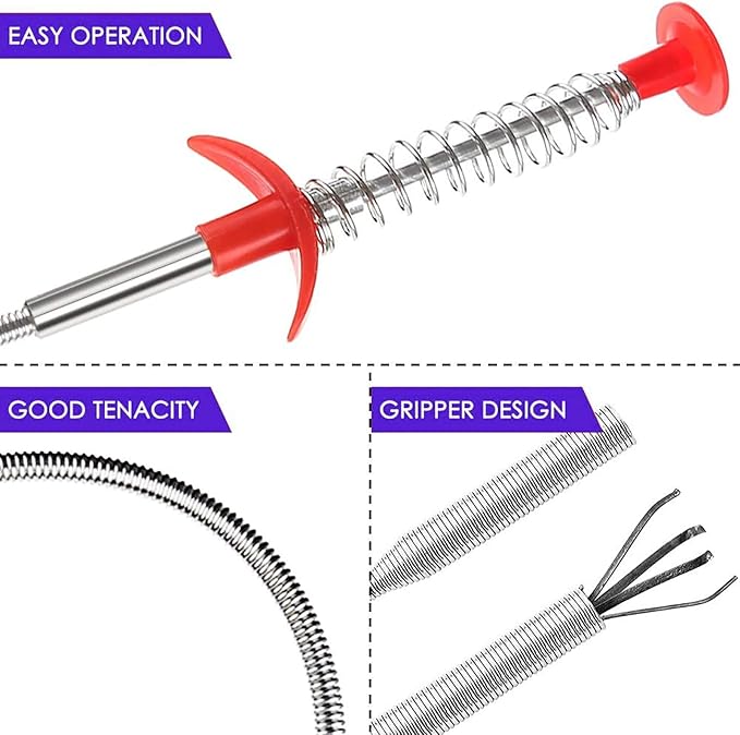 Drain Clog Remover - Gutter Cleaning Tools Drain Cleaner for Toilet Sewer Shower Kitchen Bathroom Tub Clogged Drains Opener Cleaning Tool, Flexible Grabber Claw Pick Up Reacher (7-in-1)
