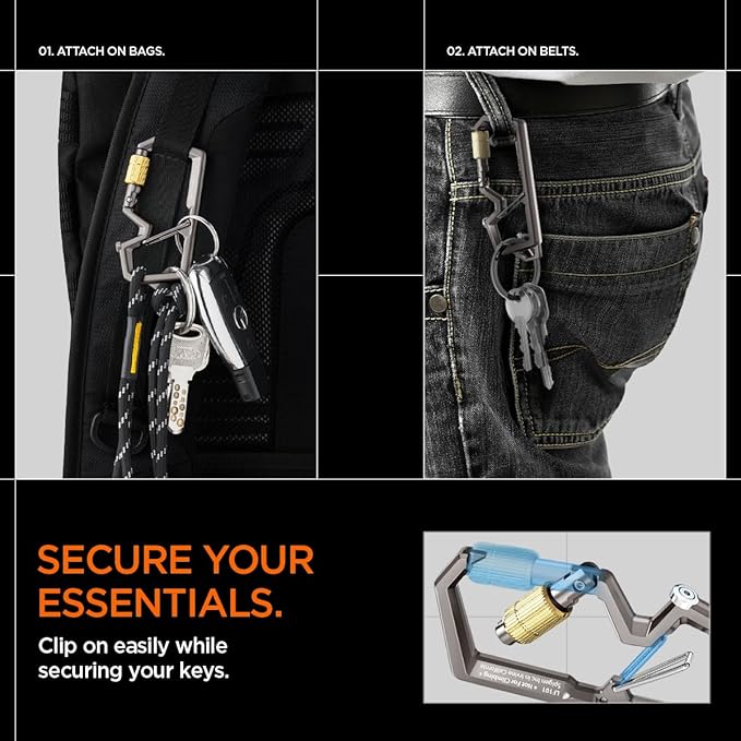 Spigen Life Carabiner Key Ring Clip, Car Keychain Clip, Bottle Opener Key Chain Ring for Men and Women