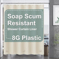 AmazerBath Plastic Shower Curtain Liner, 72 x 78 Inches PEVA Beige Shower Curtain with Heavy Duty Clear Stones and Grommet Holes, Waterproof Thick Bathroom Plastic Shower Curtains