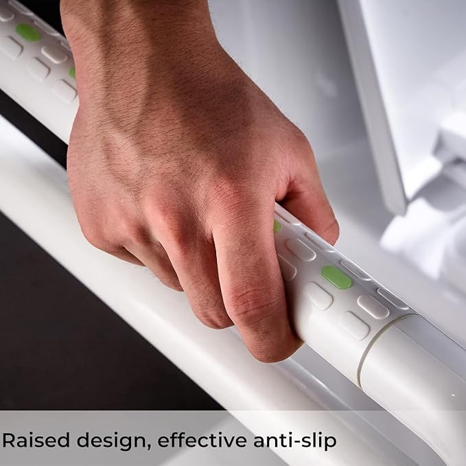 Flip Up Grab Bar for Toilet: Upgraded 23.6 Inch Handicap Grab Bars for Bathroom - Wall-Mount, Non-Slip Toilet Handles with Glows at Night, Suitable for Elderly Pregnant Women and Disabled
