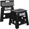 Delxo 13 inch 2 Pack Folding Step Stool, Non-Slip Foldable Stools Up to 300 LBS, Step Stool with Handle, Lightweight Collapsible stools for Kitchen, Bathroom, Bedroom, Garden (Black)