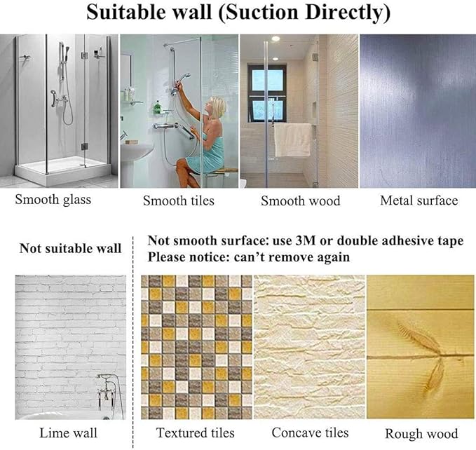 JiePai 24 inch Vacuum Suction Cup Towel Bar,Removeable Shower Mat Rod Shower Door Adhesive Towel Bar Suction Towel Rack (Chrome)