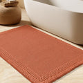 Upgrade Waffle Bath Mat, Boho Bathroom Rugs Absorbent Non Slip, Ultra Soft Bathroom Mat, Machine Washable Knit Bath Rugs with Border for Bathroom, Bedroom, Kitchen, Shower,Tub, 36"x24", Burnt Orange