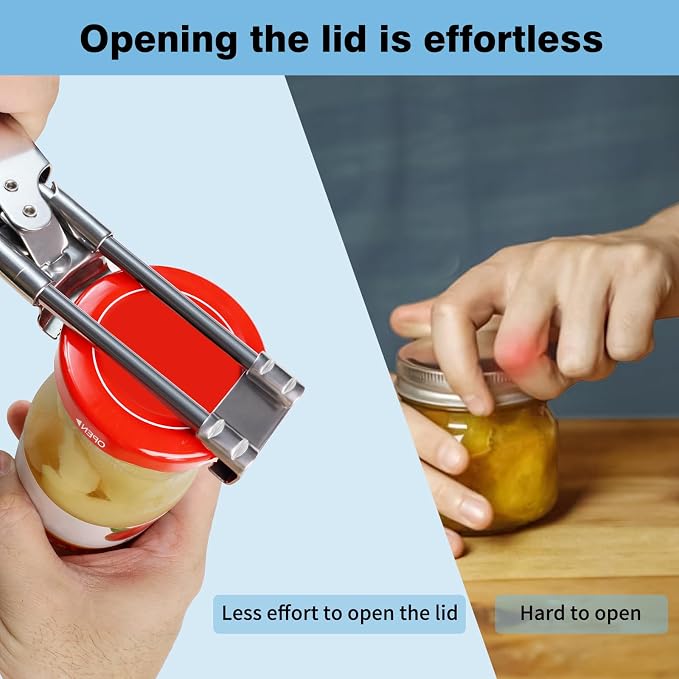 Bottle Opener & Jar Opener for Weak Hands, 7.87 Inch Adjustable Stainless Steel Can Opener, Multifunctional Jar Lid Opener Gripper for Seniors with Arthritis
