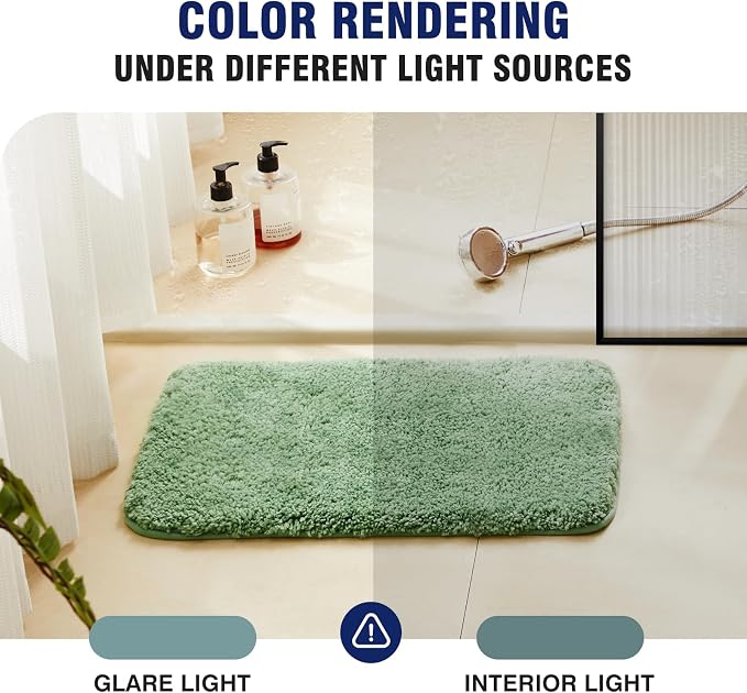 TECHMILLY Super Soft Shaggy Bathroom Runner Rugs, Absorbent Thick Non Slip Microfiber Bath Rugs, Quick Dry Machine Washable Bath Mat for Bathroom Floor, Bathtub and Shower 17"x47"