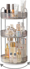Asayuee 360 Rotating Makeup Organizer,3 Tier Large Capacity Make Up Organizers and Storage,Makeup Organizer for Bathroom,Cosmetic Perfume Stand Organizer(Grey-3 Tier)