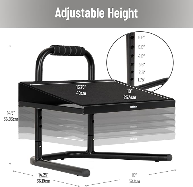 Mind Reader Foot Rest, Under Desk at Work, Ergonomic, Height Adjustable, Office, Metal, Black