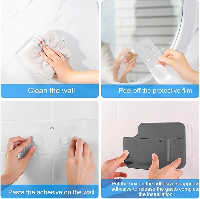 CGBE 2 Packs Cabinet Door Organizer, Acrylic Adhesive Shelf Wall Mounted Storage, Self Adhesive Shower Shelves Without Drilling, Automatic Draining Clear Shower Organizer for Bathroom