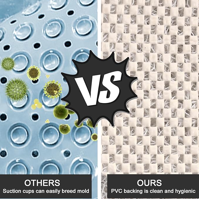 Shower Mat Non Slip, Round Shower Mat for Inside Shower, Non Slip Bathtub Mat, Fast Drying Bath Tub Mats, Loofah Mat for Shower Bathroom, Quick Drying, Resistant (White, 32 x 32 Inch)