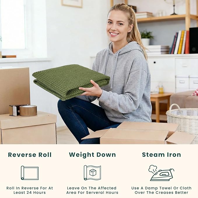 KOZYFLY Braided 2x20 Runners Rugs for Hallway, Extra Long Washable Runner Rug, Woven Non Slip Kitchen Runner, Cotton Entryway Rug, Floor Carpet for Entry, Aisle, Hall, Olive Green/Earthy Green