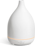 InnoGear Oil Diffuser, 300ML Ceramic Diffuser for Essential Oils Handcrafted Aromatherapy Diffuser Ultrasonic Cool Mist Humidifier with 4 Timers Waterless Auto Off for Room Office, White Base