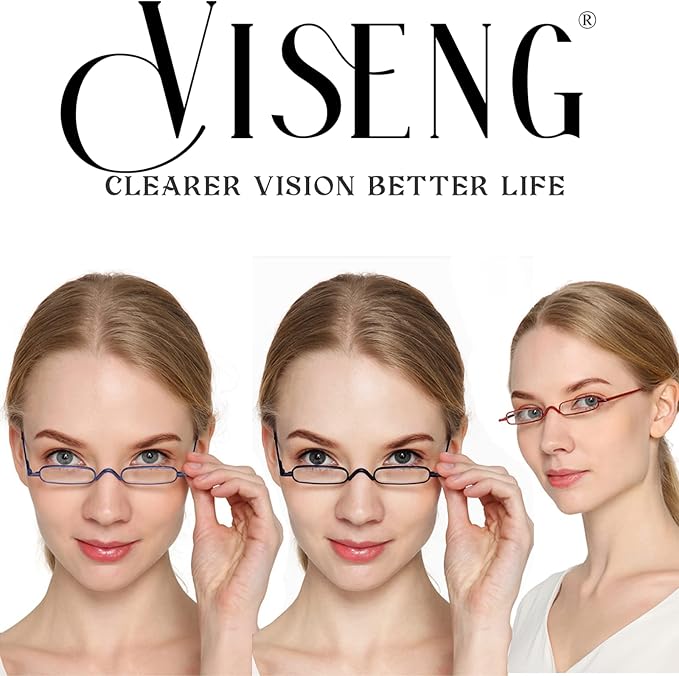 Viseng Slim Mini Metal Reading Glasses Compact Lightweight Portable Readers with Glasses Case for Reading Case,Black+Gray+2.0