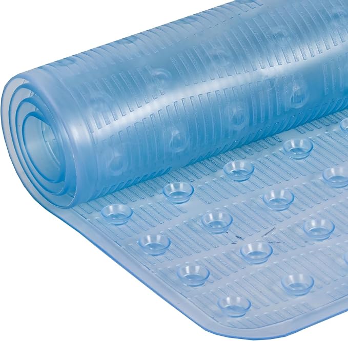 Duck Brand Clorox Vinyl Bath Mat for Tubs, Non Slip Bathtub Mat with Suction Cups for use in Non Textured Bathtubs and Shower Stalls, 17 Inches x 36 Inches, Clear