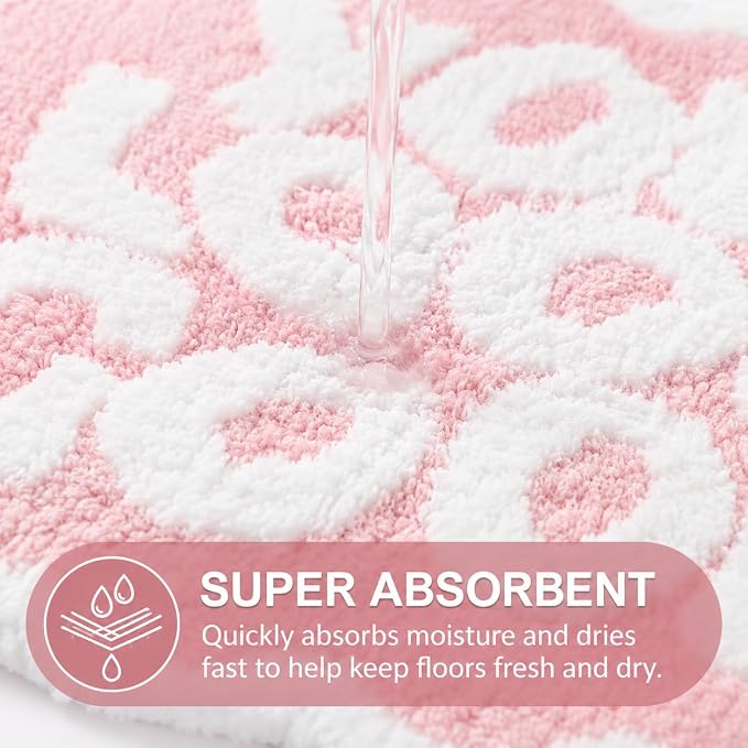 Scalloped Pink Bath Rug, You Look Good Cute Bathroom Rug, Soft Absorbent Quick Dry Bath Mat, TPR Non Slip Backing, Microfiber Mat for Shower Tub Sink Vanity 20" x 31.5"