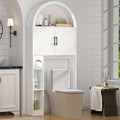 Spurgehom Over The Toilet Storage Cabinet, Bathroom Shelf Organizer Freestanding, Bathroom Arch Cabinet Over Toilet with Toilet Paper Holder and Anti-Tipping Device, White