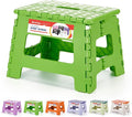 ACSTEP 9 Inch Folding Step Stool 300 LB Capacity Plastic Foldable Step Stools for Kids and Adults, Folding Stool Suitable for Kitchen, Stepping Stool with Handle Green Small Step Stool 1PC