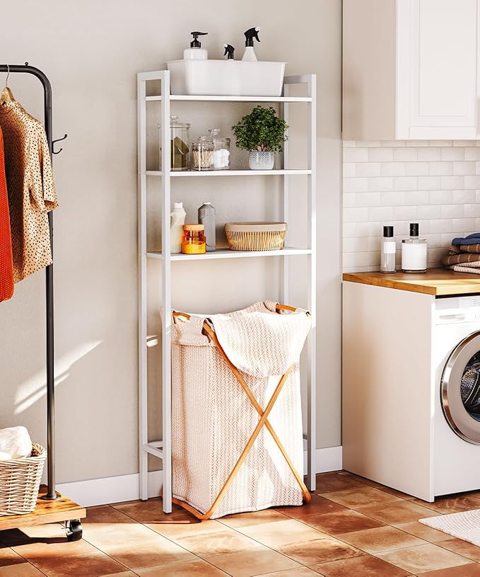 HOOBRO Over The Toilet Storage, 3-Tier Bathroom Organizer Shelf Over Toilet, Freestanding Bathroom Storage Shelves, Space Saver, Easy to Assemble for Room, White WT41TS01