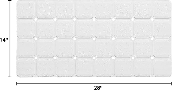 Webos Silicone Bath Mat with Suction Cups – Non-Slip Foldable Bathtub & Shower Mat, Durable & Quick-Dry Safety Tub Mat with Large Drain Holes for Families 28"x 14" White