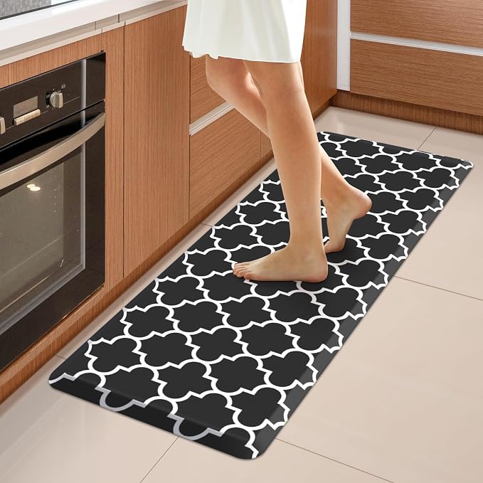WISELIFE Anti Fatigue Floor Mat - 4/5 Inch Thick Kitchen Mat Non Slip Waterproof Heavy Duty Ergonomic Comfort Mat Durable for Home, Office, Sink, Laundry,(17.3" x 47", Black)