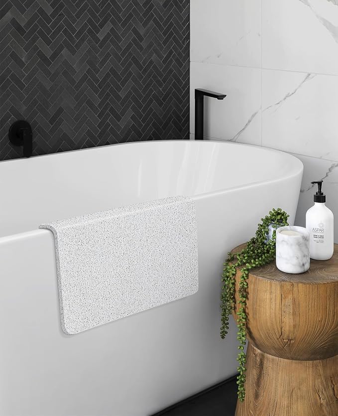 OTHWAY Shower Mat Non Slip Without Suction Cups, Quick Drying Bathtub Mat Non Slip for Shower Bathroom, PVC Loofah Shower Mat for Wet Areas (White)