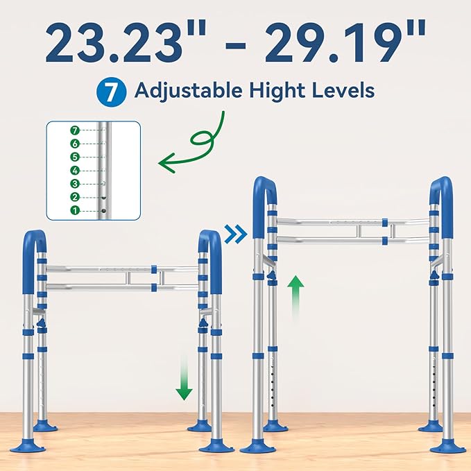 Loyoda Toilet Safety Rails for Seniors,Adjustable Toilet Handles for Elderly and Disabled (350 Lb),Foldable Toilet Rails Fit Most Toilets