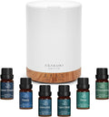 ASAKUKI Essential Oil Diffuser for Home, 300 ml Aromatherapy Diffuser with 6 Essential Oil Sets, Automatic Shut-Off, 7 LED Lights for Living Room, Kitchen, Bedroom, Hotel - Brown with Oils