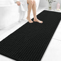 OLANLY Long Bathroom Rugs Runner 70x24, Thick Soft and Absorbent Chenille Bath Mat, Non-Slip, Machine Washable Quick Dry Bath Rugs for Tub Shower Floor, Home Decor Accessories, Black