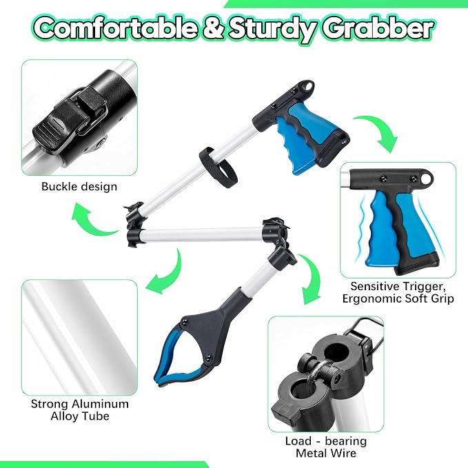 Upgraded 36 - inch Grabber Reacher Tool, Grabbers for Seniors, Trash Picker Upper Grabber, with Anti - Slip 360° Rotating Wide Jaw and Magnets, Perfect for After Surgery Recovery