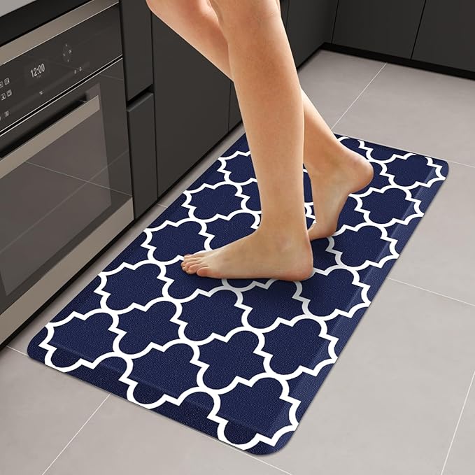 WISELIFE Anti Fatigue Floor Mat - 4/5 Inch Thick Kitchen Mat Non Slip Waterproof Heavy Duty Ergonomic Comfort Mat Durable for Home, Office, Sink, Laundry,(20" x 39", Blue)
