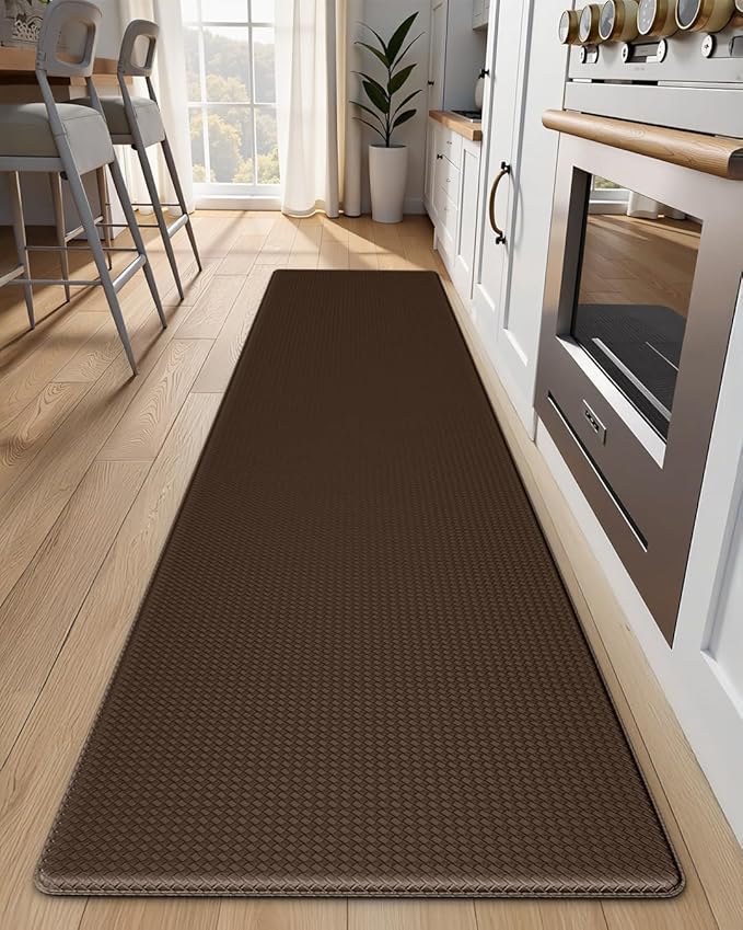 Kitchen Mats for Floor - 17"x79" Anti Fatigue Mats for Kitchen Floor - Non Slip Cushioned Rugs for Standing - Brown