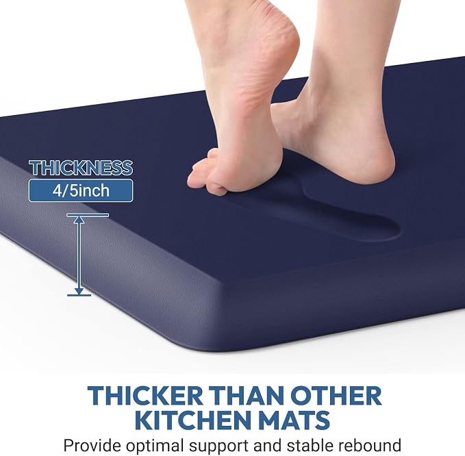 4/5 Inch Thick Kitchen Mat - Cushioned Anti Fatigue Mats for Kitchen Floor - Easy to Clean, Waterproof, Non-Slip Kitchen Rug for Sink, Office, Kitchen (17''x24'' Blue)