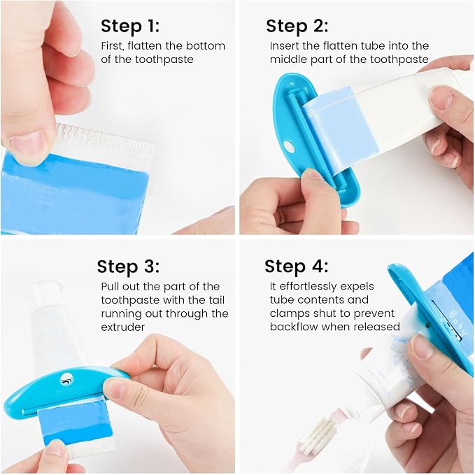 LoveInUsa Toothpaste Tube Squeezer Dispenser, Hanging Toothpaste Clips Holder Rolling Holder Squeezer 4 Pack