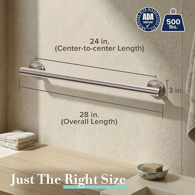 Gatco 855 Latitude II 24-Inch Grab Bar, Stainless Steel