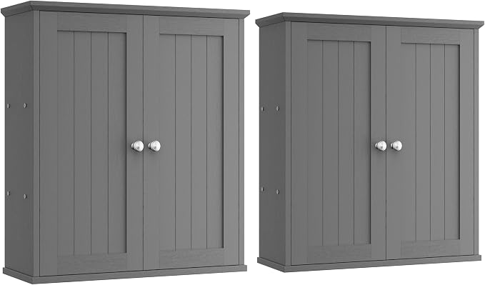 Shintenchi Bathroom Wall Medicine Cabinet with 2 Door, Bathroom Storage Organizer Over The Toilet,Space Saving Storage with 3-Tier Shelves,Gray