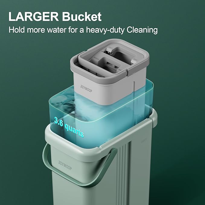 JOYMOOP Mop and Bucket Set – Commercial and Household Floor & Wall Cleaner with Long Handle, Includes 5 Microfiber Mop Pads for Easy Use