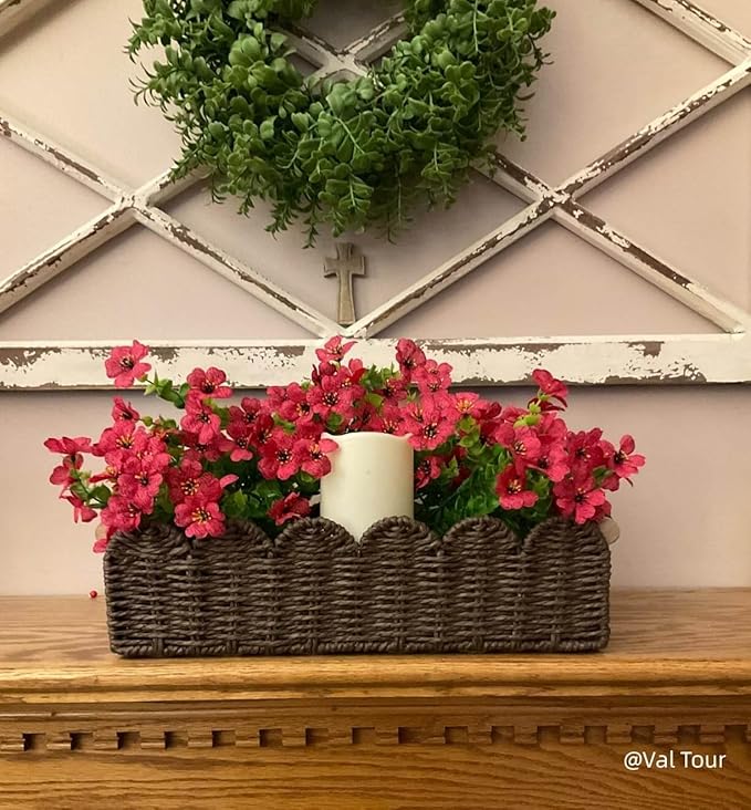CubesLand Toilet Paper Storage Organizer Basket, Scalloped Decorative Baskets for Over Toilet Shelves, Wicker Small Basket Perfect for Home Countertop Storage & Decor, Living Room Shelf Decor, Brown