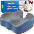BlissTrends Seat Cushion,5.2in Thick Memory Foam Cushions for Office Chair, Car Seat, Airplane, Relieving Pressure Tailbone Sciatica Back Pain for Long Sitting Office Workers, Car Drivers Gery&Blue