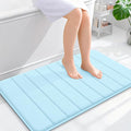OLANLY Memory Foam Bath Mat 36x24, Super Soft Absorbent Bathroom Rugs, Quick Dry, Machine Washable Shower Floor Rugs, Bathmat Carpet, Bathroom Home Decor Accessories, Sky Blue